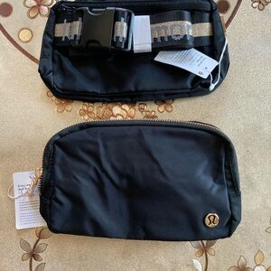 Lululemon Everywhere Black and Gold Belt Bag